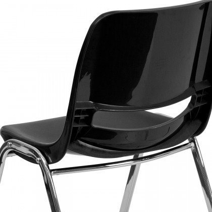 BLNK HERCULES Series Ergonomic Shell Stack Chair - Black/Chrome, 16"H Seat