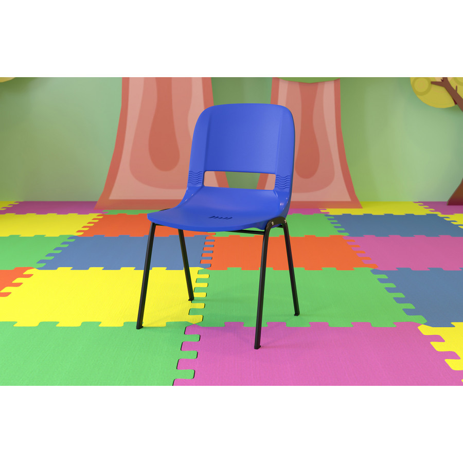 BLNK HERCULES Series Ergonomic Shell Stack Chair - Navy/Black, 16"H Seat
