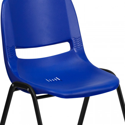 BLNK HERCULES Series Ergonomic Shell Stack Chair - Navy/Black, 16"H Seat