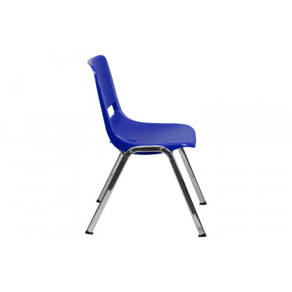 BLNK HERCULES Series Ergonomic Shell Stack Chair - Navy/Chrome, 16"H Seat