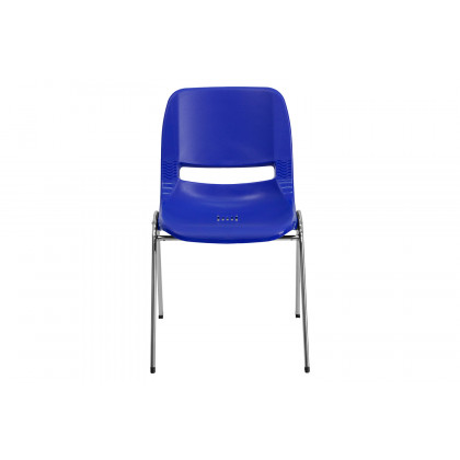 BLNK HERCULES Series Ergonomic Shell Stack Chair - Navy/Chrome, 16"H Seat
