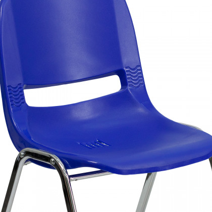 BLNK HERCULES Series Ergonomic Shell Stack Chair - Navy/Chrome, 16"H Seat
