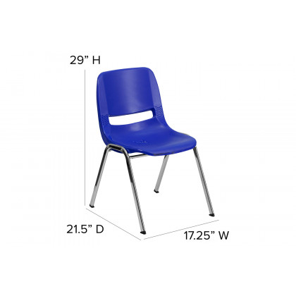 BLNK HERCULES Series Ergonomic Shell Stack Chair - Navy/Chrome, 16"H Seat