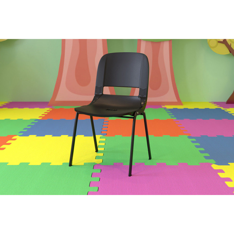 BLNK HERCULES Series Ergonomic Shell Stack Chair - Black, 16"H Seat