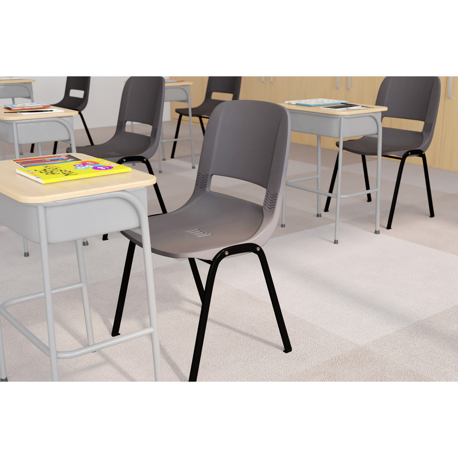 BLNK HERCULES Series Ergonomic Shell Stack Chair - Powder-Gray/Black, 16"H Seat