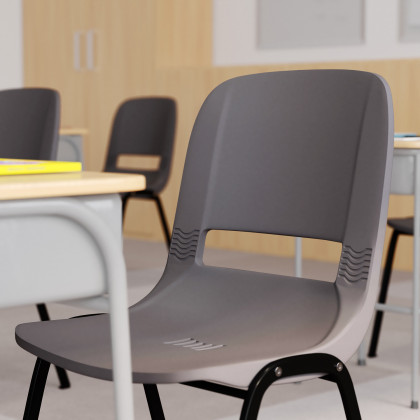BLNK HERCULES Series Ergonomic Shell Stack Chair - Powder-Gray/Black, 16"H Seat