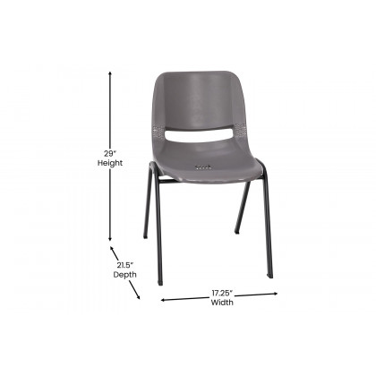 BLNK HERCULES Series Ergonomic Shell Stack Chair - Powder-Gray/Black, 16"H Seat