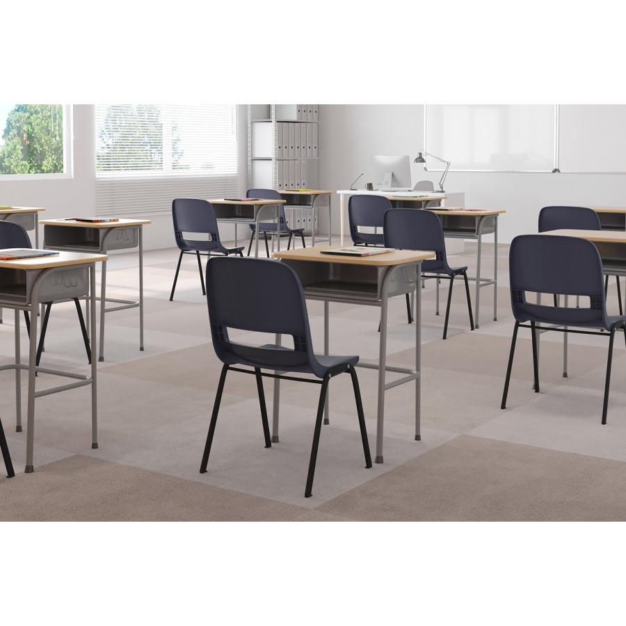 BLNK HERCULES Series Ergonomic Shell Stack Chair - Powder-Navy/Black, 16"H Seat