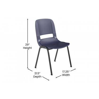 BLNK HERCULES Series Ergonomic Shell Stack Chair - Powder-Navy/Black, 16"H Seat