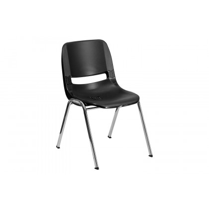 BLNK HERCULES Series Ergonomic Shell Stack Chair - Black/Chrome, 18"H Seat