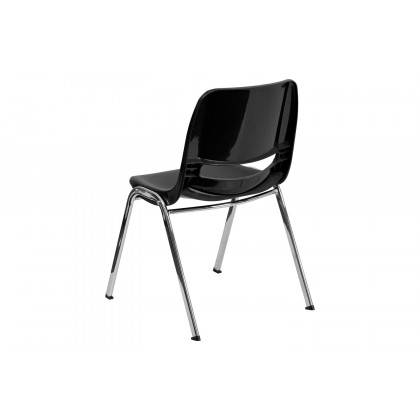 BLNK HERCULES Series Ergonomic Shell Stack Chair - Black/Chrome, 18"H Seat