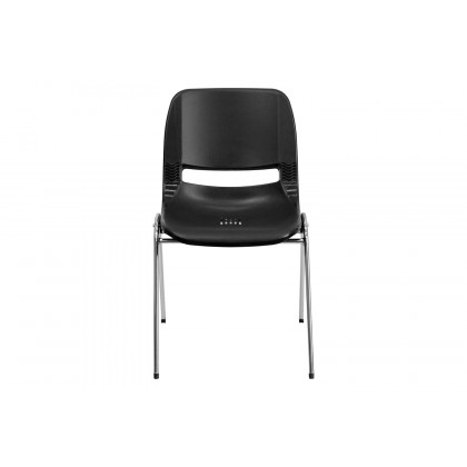 BLNK HERCULES Series Ergonomic Shell Stack Chair - Black/Chrome, 18"H Seat