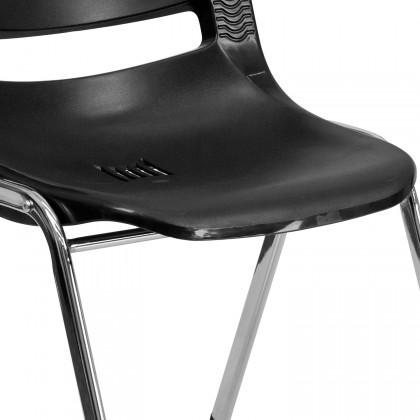 BLNK HERCULES Series Ergonomic Shell Stack Chair - Black/Chrome, 18"H Seat