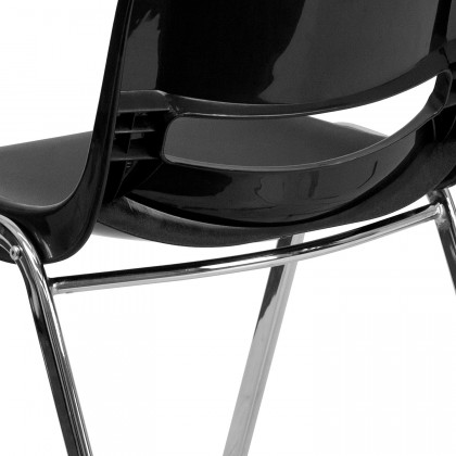BLNK HERCULES Series Ergonomic Shell Stack Chair - Black/Chrome, 18"H Seat
