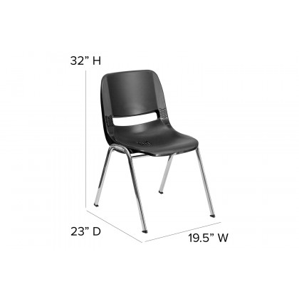 BLNK HERCULES Series Ergonomic Shell Stack Chair - Black/Chrome, 18"H Seat