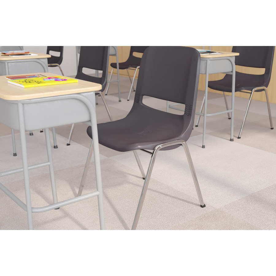 BLNK HERCULES Series Ergonomic Shell Stack Chair - Gray/Chrome, 18"H Seat