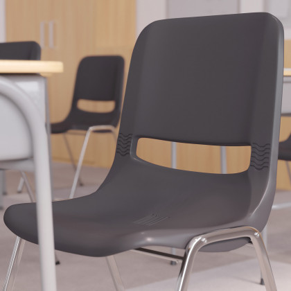 BLNK HERCULES Series Ergonomic Shell Stack Chair - Gray/Chrome, 18"H Seat