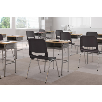 BLNK HERCULES Series Ergonomic Shell Stack Chair - Gray/Chrome, 18"H Seat