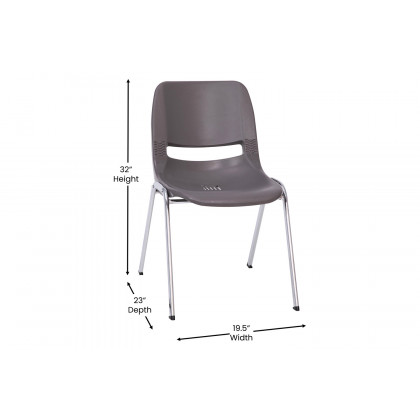 BLNK HERCULES Series Ergonomic Shell Stack Chair - Gray/Chrome, 18"H Seat