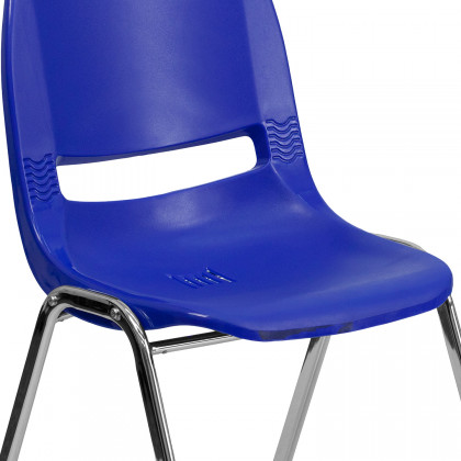 BLNK HERCULES Series Ergonomic Shell Stack Chair - Navy/Chrome, 18"H Seat