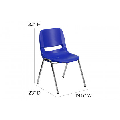 BLNK HERCULES Series Ergonomic Shell Stack Chair - Navy/Chrome, 18"H Seat