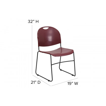 BLNK HERCULES Series Ultra-Compact Stack Chair with Black Powder Coated Frame - Burgundy