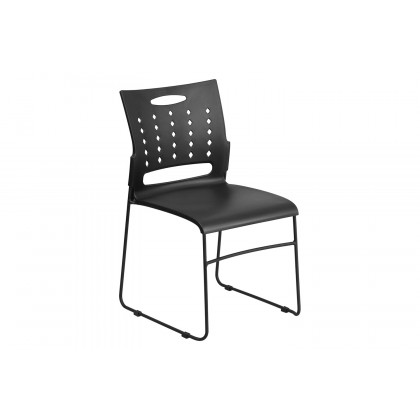 BLNK HERCULES Series Sled Base Stack Chair with Air-Vent Back - Black