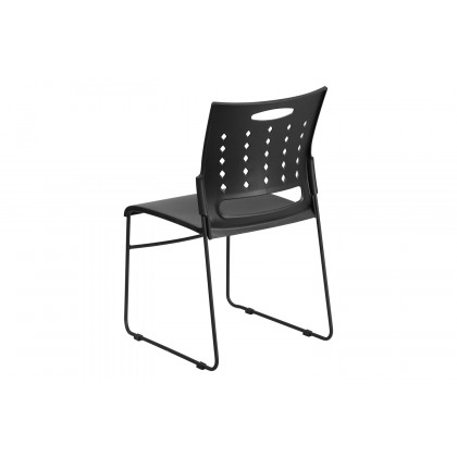 BLNK HERCULES Series Sled Base Stack Chair with Air-Vent Back - Black