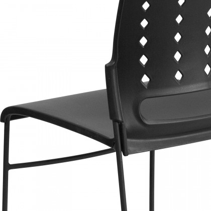 BLNK HERCULES Series Sled Base Stack Chair with Air-Vent Back - Black