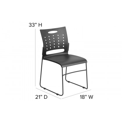 BLNK HERCULES Series Sled Base Stack Chair with Air-Vent Back - Black