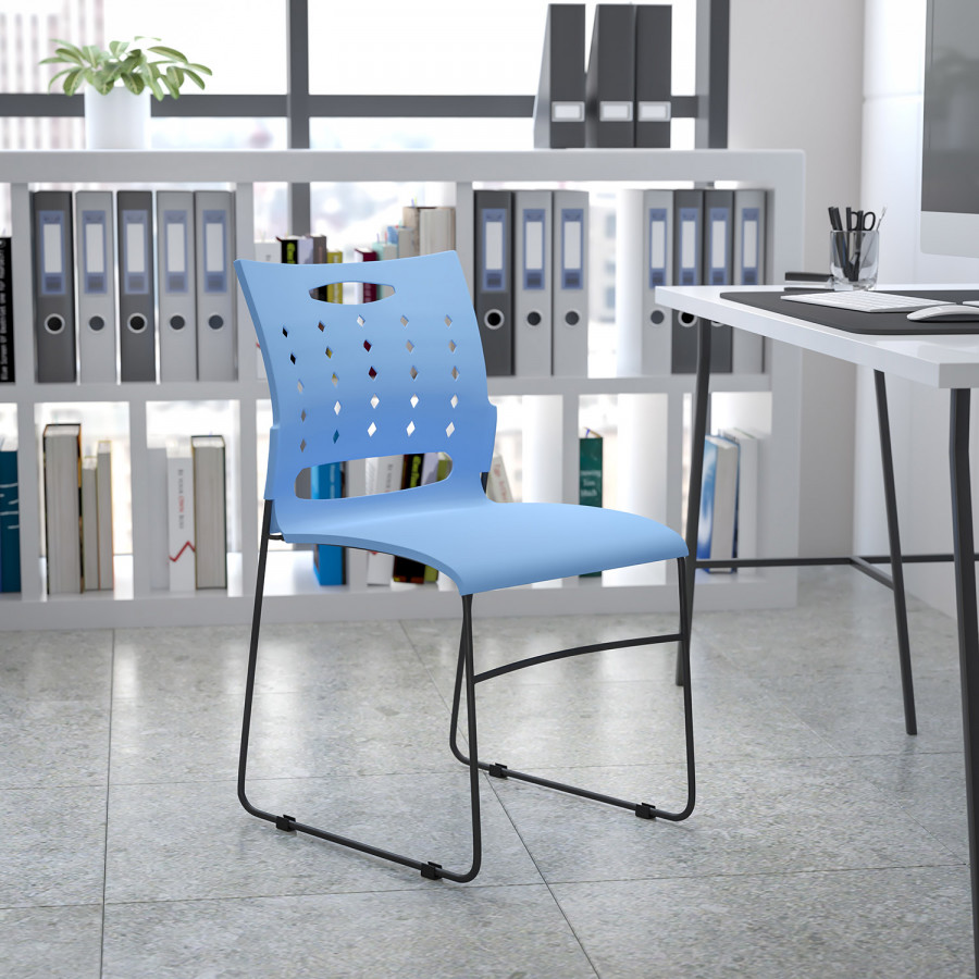 BLNK HERCULES Series Sled Base Stack Chair with Air-Vent Back - Blue