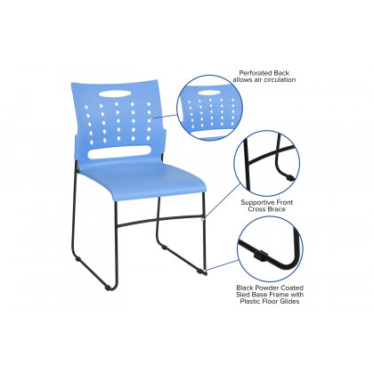 BLNK HERCULES Series Sled Base Stack Chair with Air-Vent Back - Blue