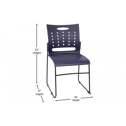 BLNK HERCULES Series Sled Base Stack Chair with Air-Vent Back - Navy