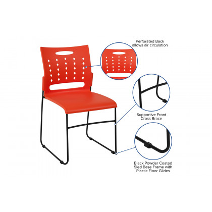 BLNK HERCULES Series Sled Base Stack Chair with Air-Vent Back - Orange