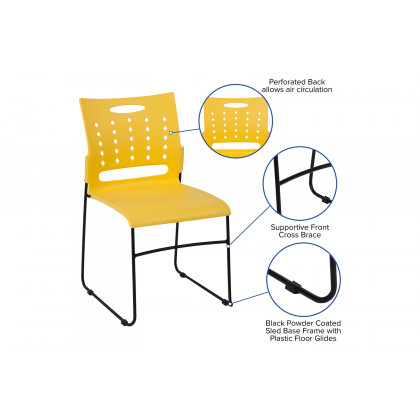 BLNK HERCULES Series Sled Base Stack Chair with Air-Vent Back - Yellow