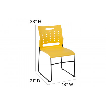 BLNK HERCULES Series Sled Base Stack Chair with Air-Vent Back - Yellow