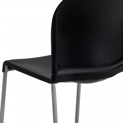 BLNK HERCULES Series Full Back Contoured Stack Chair with Gray Powder Coated Sled Base - Black