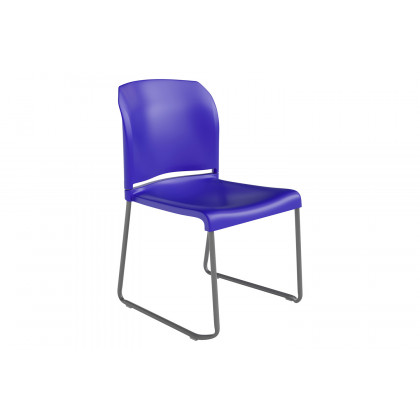 BLNK HERCULES Series Full Back Contoured Stack Chair with Gray Powder Coated Sled Base - Blue