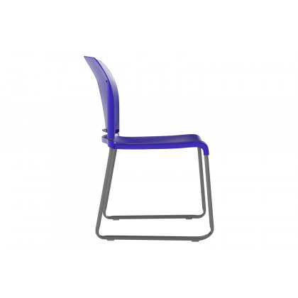 BLNK HERCULES Series Full Back Contoured Stack Chair with Gray Powder Coated Sled Base - Blue
