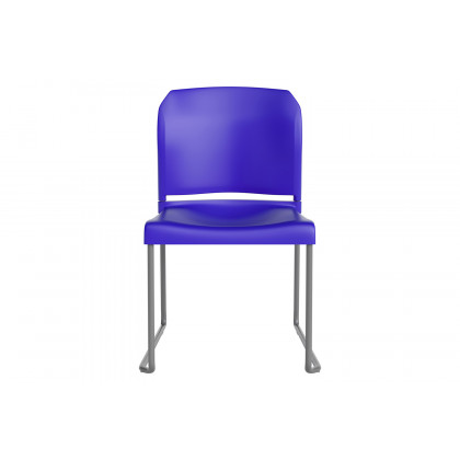 BLNK HERCULES Series Full Back Contoured Stack Chair with Gray Powder Coated Sled Base - Blue