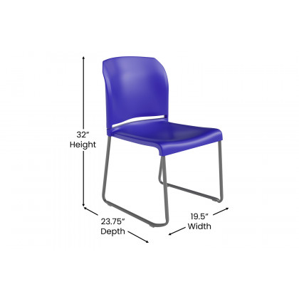 BLNK HERCULES Series Full Back Contoured Stack Chair with Gray Powder Coated Sled Base - Blue