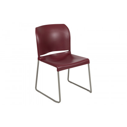 BLNK HERCULES Series Full Back Contoured Stack Chair with Gray Powder Coated Sled Base - Burgundy