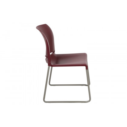 BLNK HERCULES Series Full Back Contoured Stack Chair with Gray Powder Coated Sled Base - Burgundy