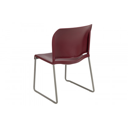 BLNK HERCULES Series Full Back Contoured Stack Chair with Gray Powder Coated Sled Base - Burgundy