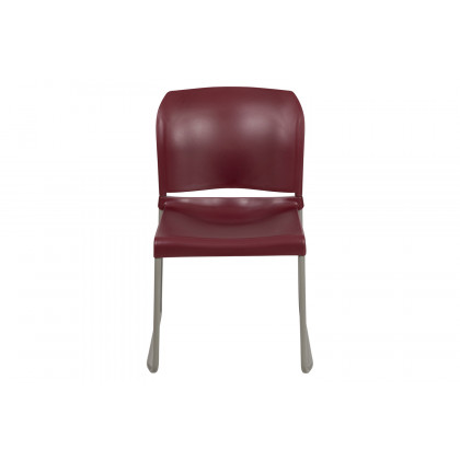 BLNK HERCULES Series Full Back Contoured Stack Chair with Gray Powder Coated Sled Base - Burgundy