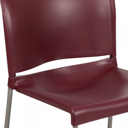 BLNK HERCULES Series Full Back Contoured Stack Chair with Gray Powder Coated Sled Base - Burgundy