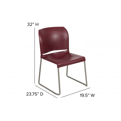 BLNK HERCULES Series Full Back Contoured Stack Chair with Gray Powder Coated Sled Base - Burgundy
