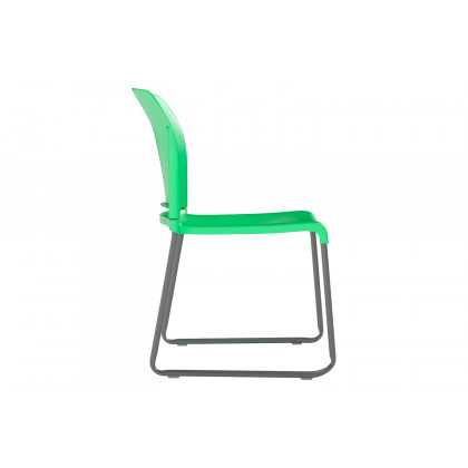 BLNK HERCULES Series Full Back Contoured Stack Chair with Gray Powder Coated Sled Base - Green