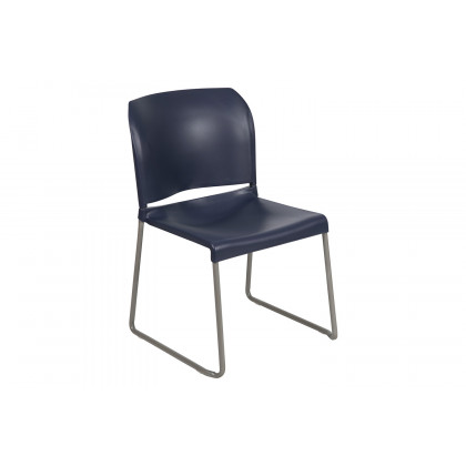 BLNK HERCULES Series Full Back Contoured Stack Chair with Gray Powder Coated Sled Base - Navy
