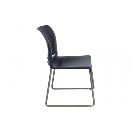 BLNK HERCULES Series Full Back Contoured Stack Chair with Gray Powder Coated Sled Base - Navy